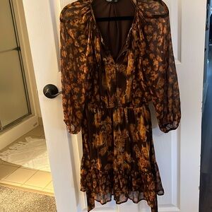 Vera Wang wrap dress with sheer sleeves. Size small